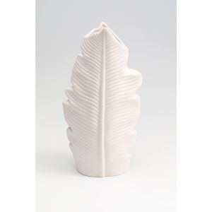 KARE Design Bílá keramická váza Foglia 29cm