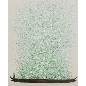 KARE Design Obraz na plátně Flower Boat Beige – zelený, 80x100cm