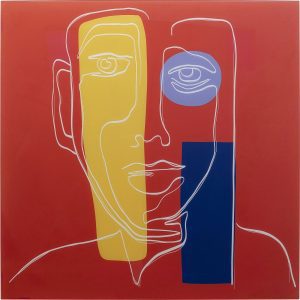 KARE Design Skleněný obraz Art Face Red 100x100cm