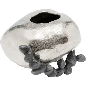 KARE Design Hliníková váza Art Stones – stříbrná, 21cm