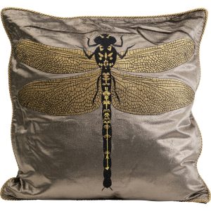 KARE Design Dekorativní polštář Glitter Dragonfly – hnědý, 40x40cm