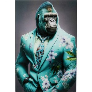 KARE Design Skleněný obraz Mister Gorilla – modrý, 60x90cm
