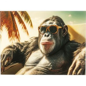 KARE Design Skleněný obraz Holiday Monkey 80x60cm