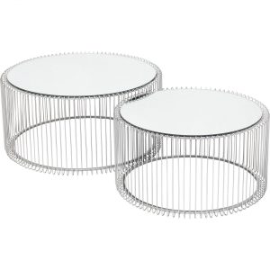 KARE Design Konferenční stolek Wire Silver – set 2 ks