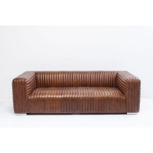 KARE Design Trojsedačka Malibu – kožená, hnědá