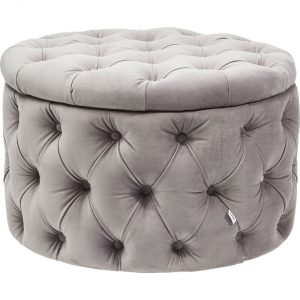 KARE Design Šedý taburet Desire Round Velvet