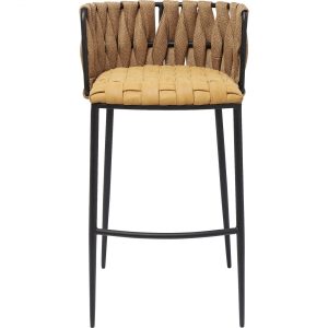 KARE Design Hnědá polstrovaná barová židle Cheerio