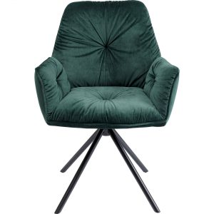 KARE Design Zelená čalouněná židle s područkami Mila