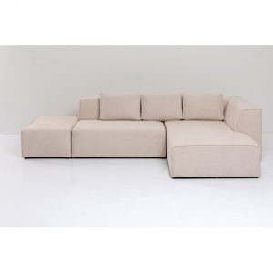 KARE Design Rohová sedačka Infinity s taburetem – krémová, pravá