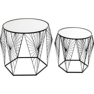 KARE Design Odkládací stolek Cobweb – černý (set 2 kusů)