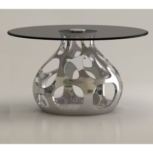 KARE Design Jídelní stůl Volcano – stříbrný, Ø120cm