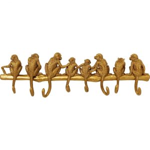 KARE Design Věšák na zeď Monkey – zlatý, 70cm