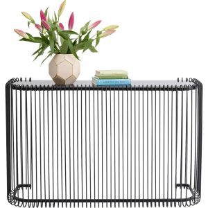 KARE Design Toaletní stolek s čirým sklem Wire – černý, 142x89cm