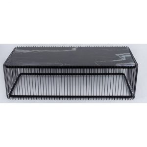 KARE Design Konferenční stolek Wire Glass Marble – černý, 145x75cm