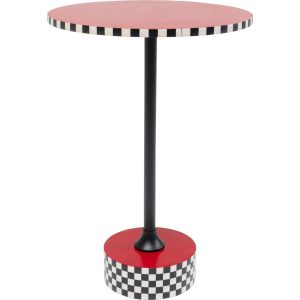 KARE Design Odkládací stolek Domero Checkers – červený, Ø40cm