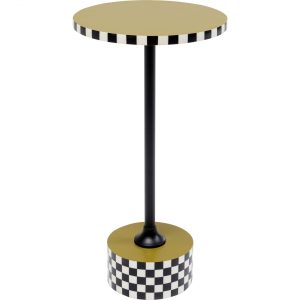 KARE Design Odkládací stolek Domero Checkers – olivový Ø25cm