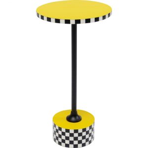 KARE Design Odkládací stolek Domero Checkers – žlutý, Ø25cm