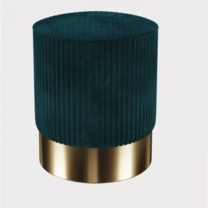 KARE Design Stolička Cherry – tmavě zelená, sokl mosazný, Ø35cm