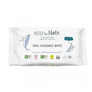 Vlhčené ubrousky ECO by Naty bez vůně – splachovatelné 56ks