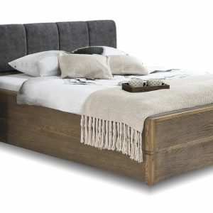 Postel s úložným prostorem a roštem Atlantik, masiv dub tmavený – grafit