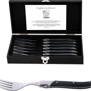 Laguiole Style de Vie Sada vidliček Luxury – rukojeť z černého ebenu, 6 ks