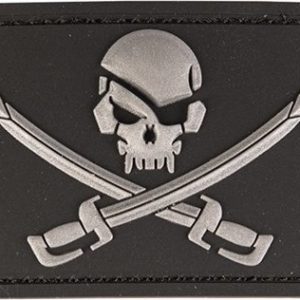 Nášivka gumová 3D: Lebka Pirát černá