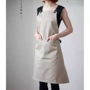 Baristická zástěra s popruhy písková