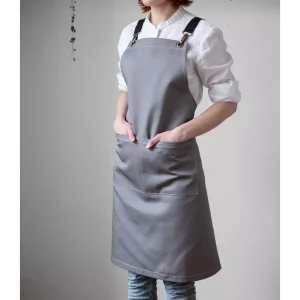 Baristická zástěra s popruhy šedá