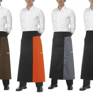 Barmanská zástěra do pasu EGOchef DOUBLE – různé barvy Černá s jemnými bílými proužky