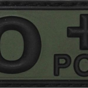 Nášivka gumová 3D: Krevní skupina 0 POS [50×25] olivová