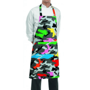 Kuchařská zástěra ke krku EGOchef – barevný maskáč 90×70 cm