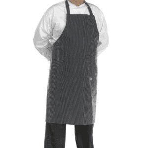 Kuchařská zástěra ke krku EGOchef BIG BOY – SIR jemné bílé pásy – velikost od 5XL – 7XL