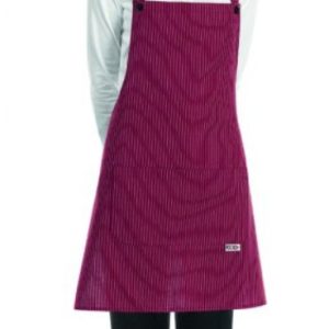 Kuchařská zástěra EGOchef DÁMSKÁ – Bordó jemné bílé pásy 70×70 cm