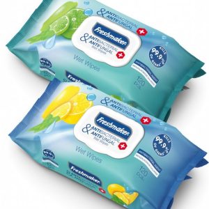 Vlhčené antibakteriální ubrousky Freshmaker, 120 ks, citron a limetka