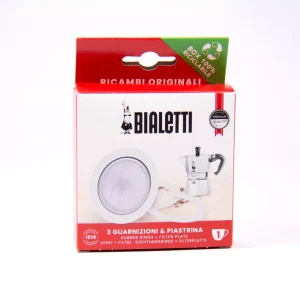 Bialetti těsnění na moka konvičku 1 hliník – 3 těsnění + 1 sítko