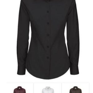 Dámská číšnická halenka B&C dlouhý rukáv – 4 barvy černá,4XL