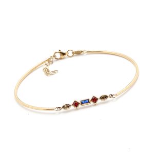 Zlatý obručový náramek CELENA s barevnými kamínky