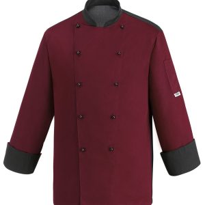Kuchařský rondon EGOchef bordový s lemováním – dlhý rukáv  L