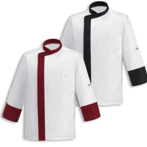 Kuchařský rondon EGOchef BAND – černý / bordový lem Bílá – černý lem,XL