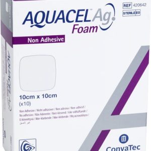 Convatec Aquacel Ag Foam Neadhezivní pěnové krytí s technologií hydrofiber a se stříbrem, 10 ks Rozměr: 5×5 cm