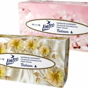 Linteo papírové kapesníčky s balzámem v krabičce 3-vrtsvé 90 ks