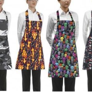 Kuchařská zástěra ke krku EGOchef DÁMSKA s kapsou – různé vzory barevné smrtky