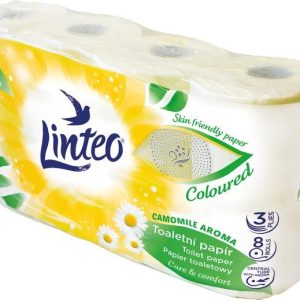Toaletní papír Linteo heřmánek, 8 rolí, 3 vrstvy, bílý