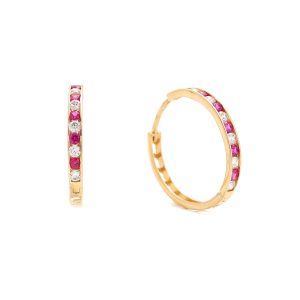 Zlaté dívčí KRUHY s barevnými zirkony