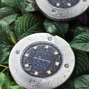 Disk Světla 8 vedl solární napájení stezka marker světla set, studená bílá