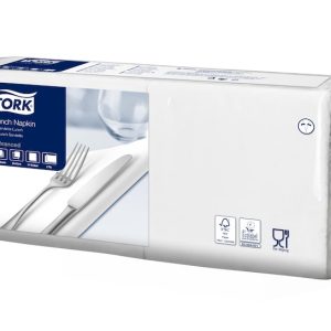 477149 Tork bílý ubrousek-oběd, 2 vrstvy, bílé, 33 x 33 cm, 200 ks