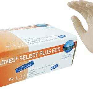 Rukavice latexové Unigloves Select Plus Eco, 150ks, bílá, nepudrované Rozměr: M