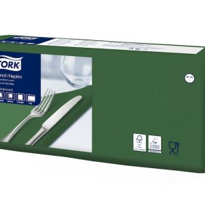 477214 Tork tmavě zelený ubrousek – oběd, 33 x 33 cm, 2vrstvy, 1/4, 200 ks