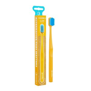 Zubní kartáček z recyklovatelného bioplastu PLA žlutý 6580 štětin NORDICS