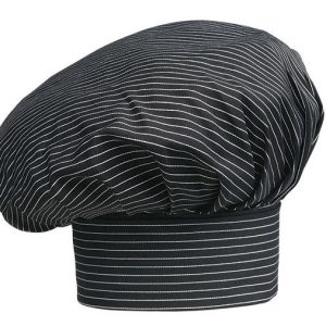 Vysoká kuchařská čepice EGOchef- jemné bílé pásy